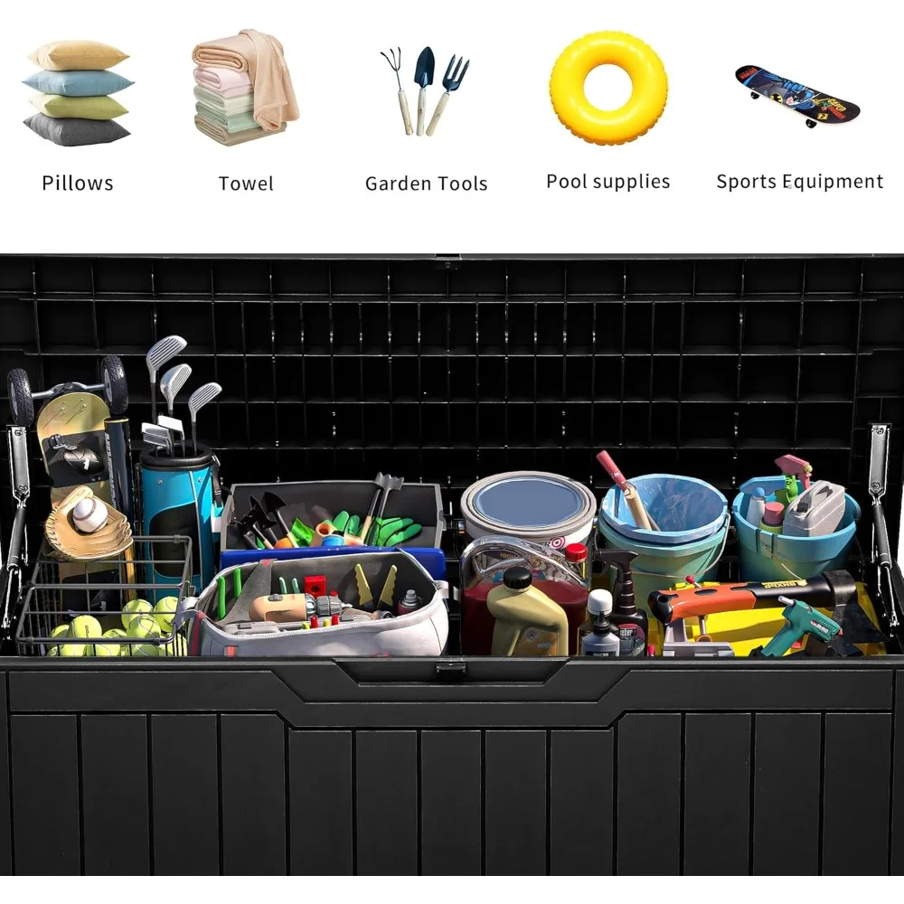 80-Gallon Waterproof Outdoor Storage Box with Lock, Multi-Purpose Resin Container for Garden Tools & Pool Accessories