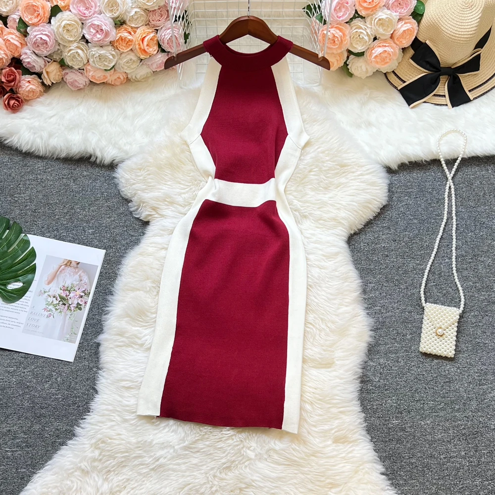 YuooMuoo Women Dress 2026 New Summer Fashion Sleeveless Slim Waist Bodycon Sweater Dress Elegant Office Lady Vestidos Streetwear