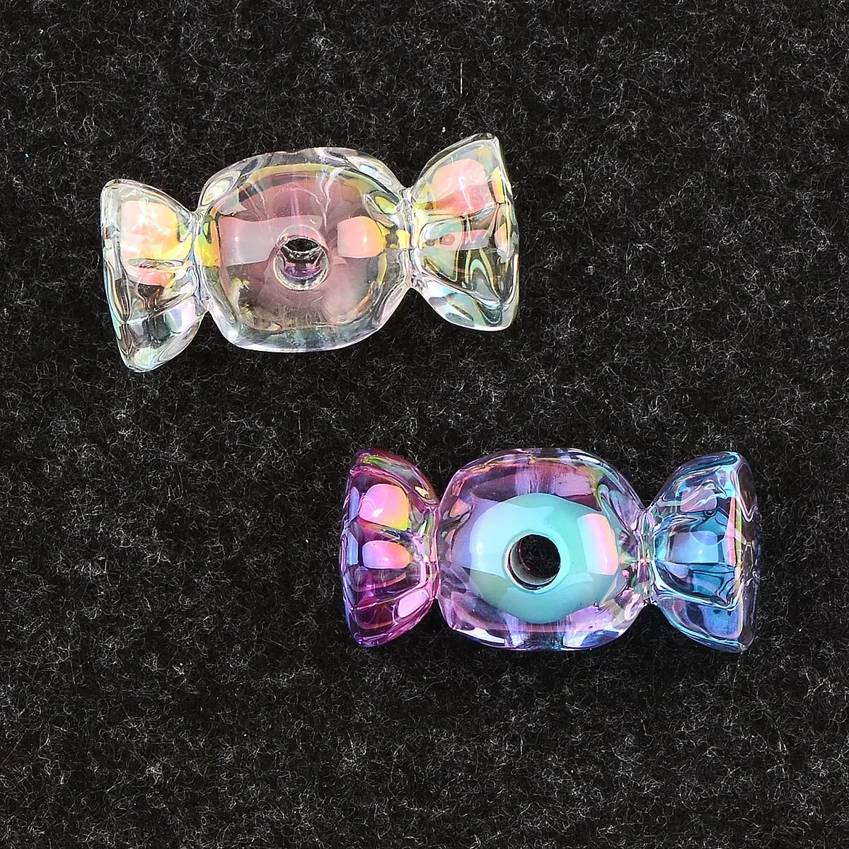 8pcs 3.1x1.5cm Random Color Mix Colorful Transparent Candy Shape Acrylic Beads Bracelet Ornaments Beaded Pen Accessories