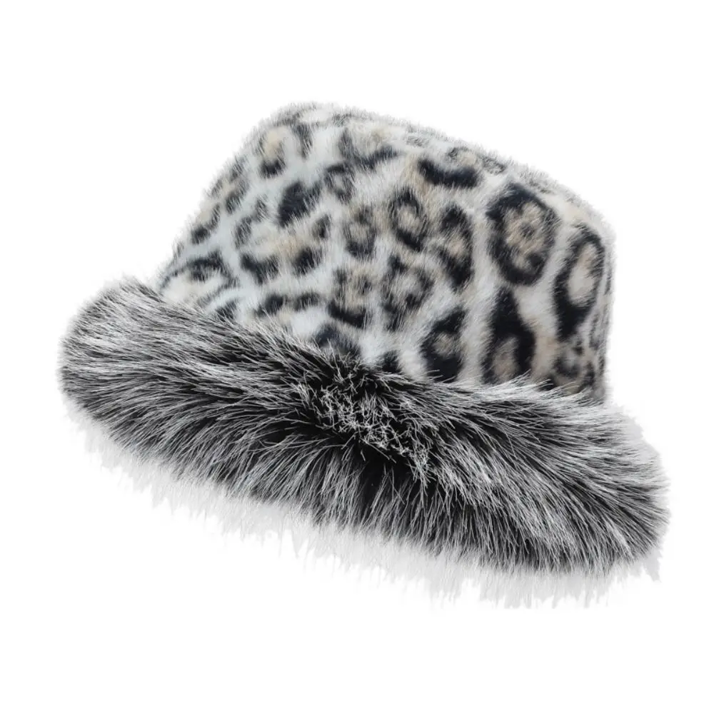 

New Faux Fur Fluffy Fur Bucket Hat Thickened Lined with Fleece Plush Fisherman Hat Warm Trapper Winter Warm Hat Snowy Day