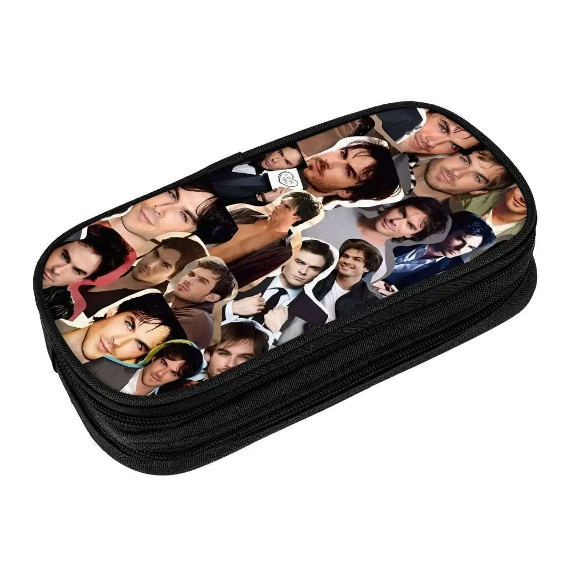 Retro Pencil Case Damon Salvatore The Vampire Diaries Pencil Box School Pencil Cases Child Double Layer Custom School Stationery