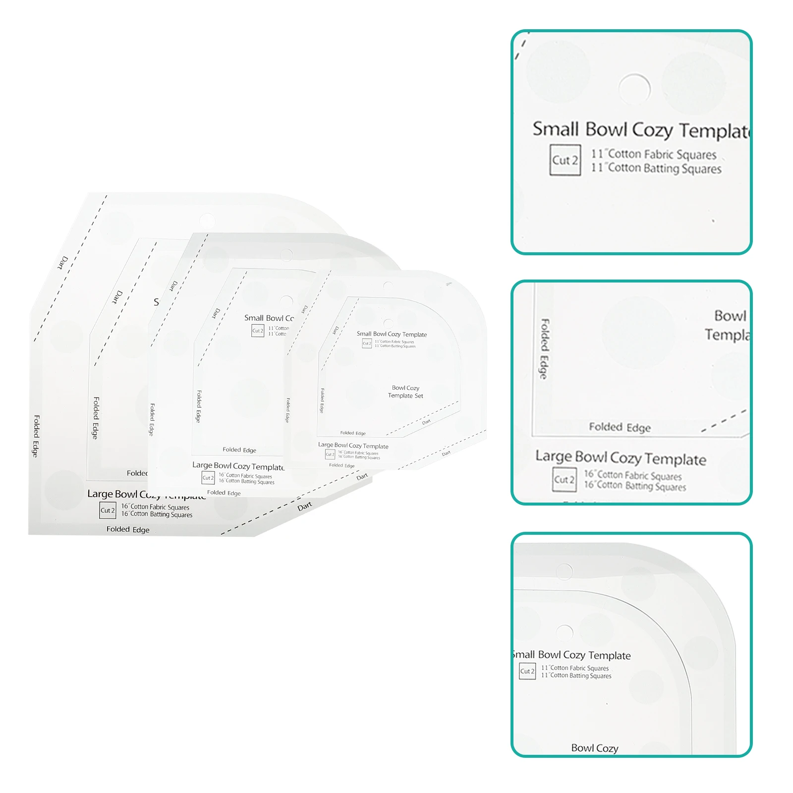 3Pcs Acrylic Quilting Ruler Sewing Template Bowl Cozy Pattern Reusable Craft Stencil for DIY Bowl Pad Making Sewing Template