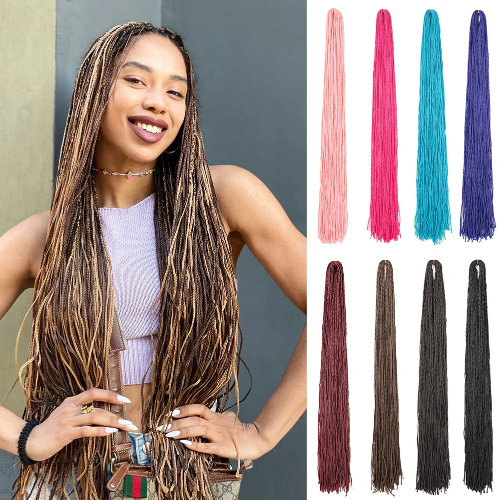 Long Micro 3X Pre-Looped Braids 24 Inch Synthetic ZiZi Braids Thin Small Box Braids Crochet Twisted Hair for Women