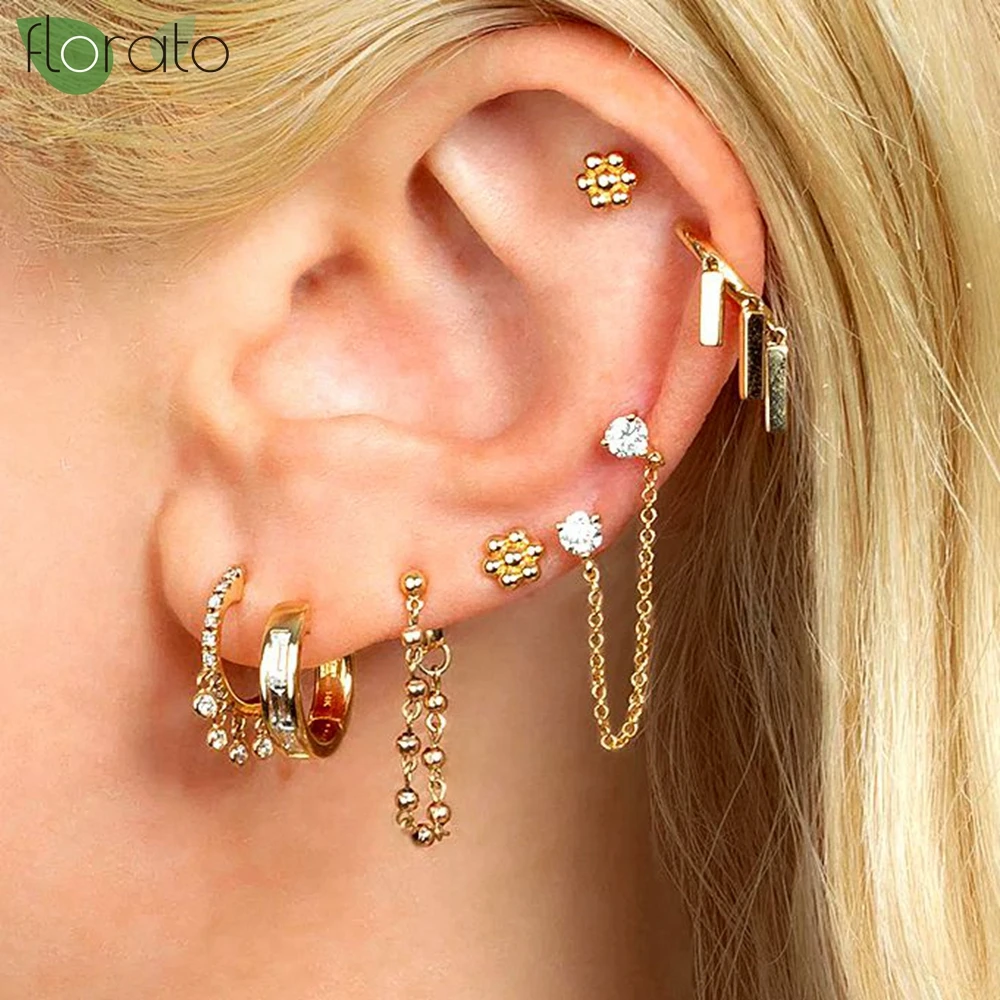925 Sterling Silver Needle Stars Tassel Vintage Gold Earrings for Women Fashion Hoop Earrings Party High Luxury Jewelry Gifts