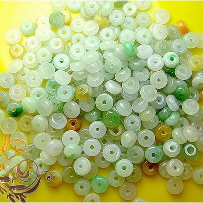 10pcs Jade A Cargo Loose Beads 6mm Small Jade Buckle DIY Bracelet Bead Accessories Beading Material