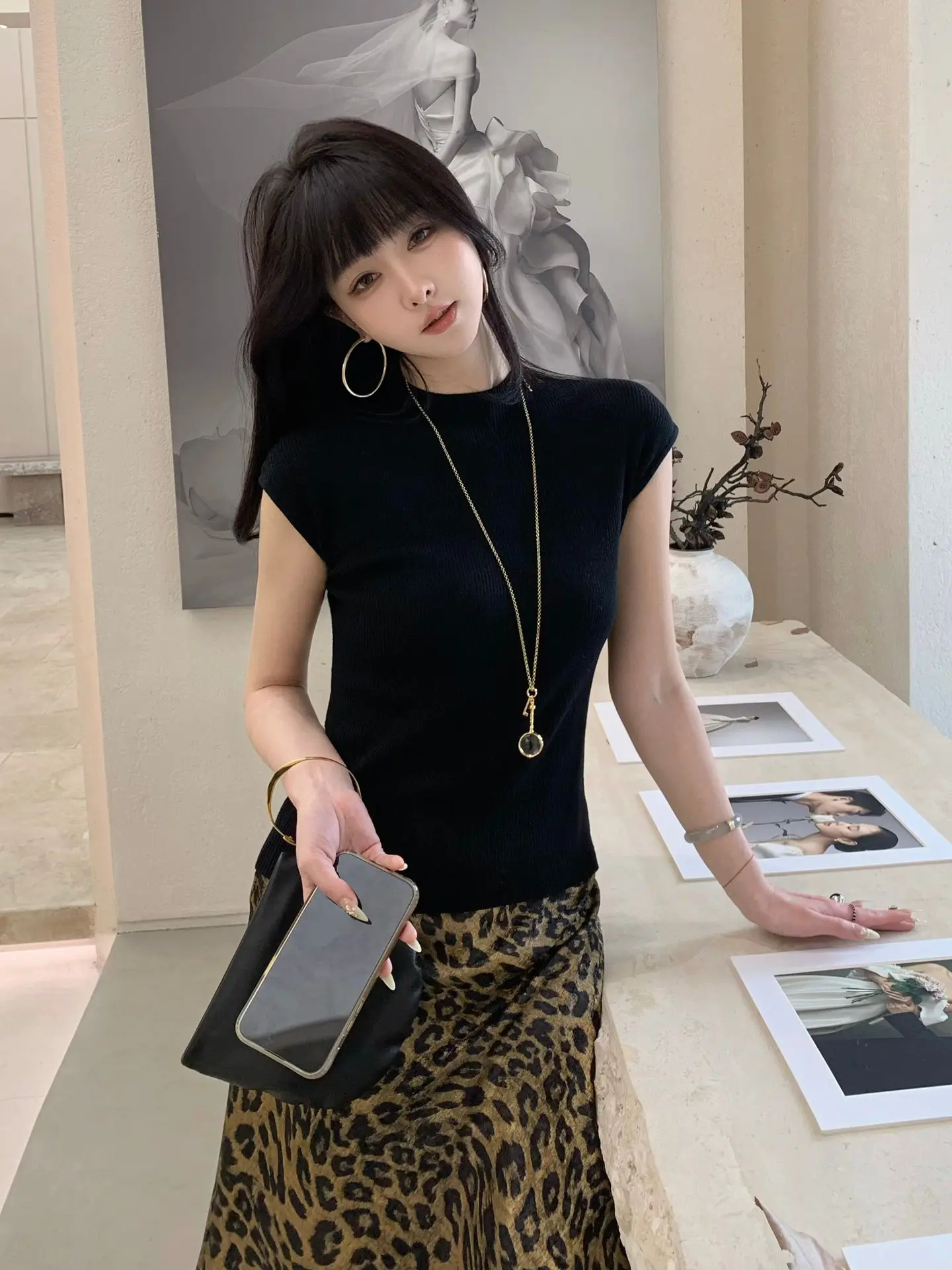 

Ele ort Sve Women's Base irt High nce Bla Knitted Top Summer Outerwear Soft Silk Blend Breathable