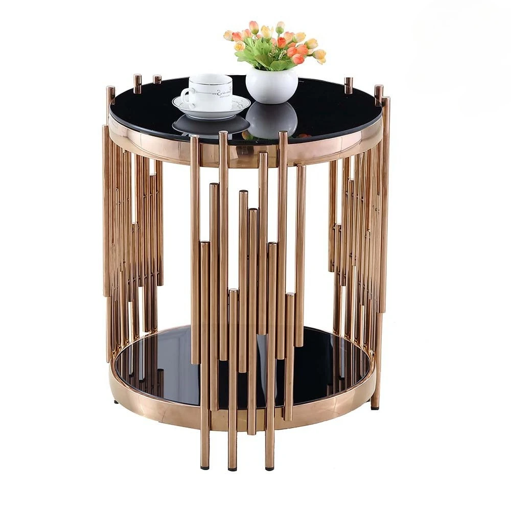 Creative living room small apartment coffee table stainless steel light luxury side table furniture small one stainless