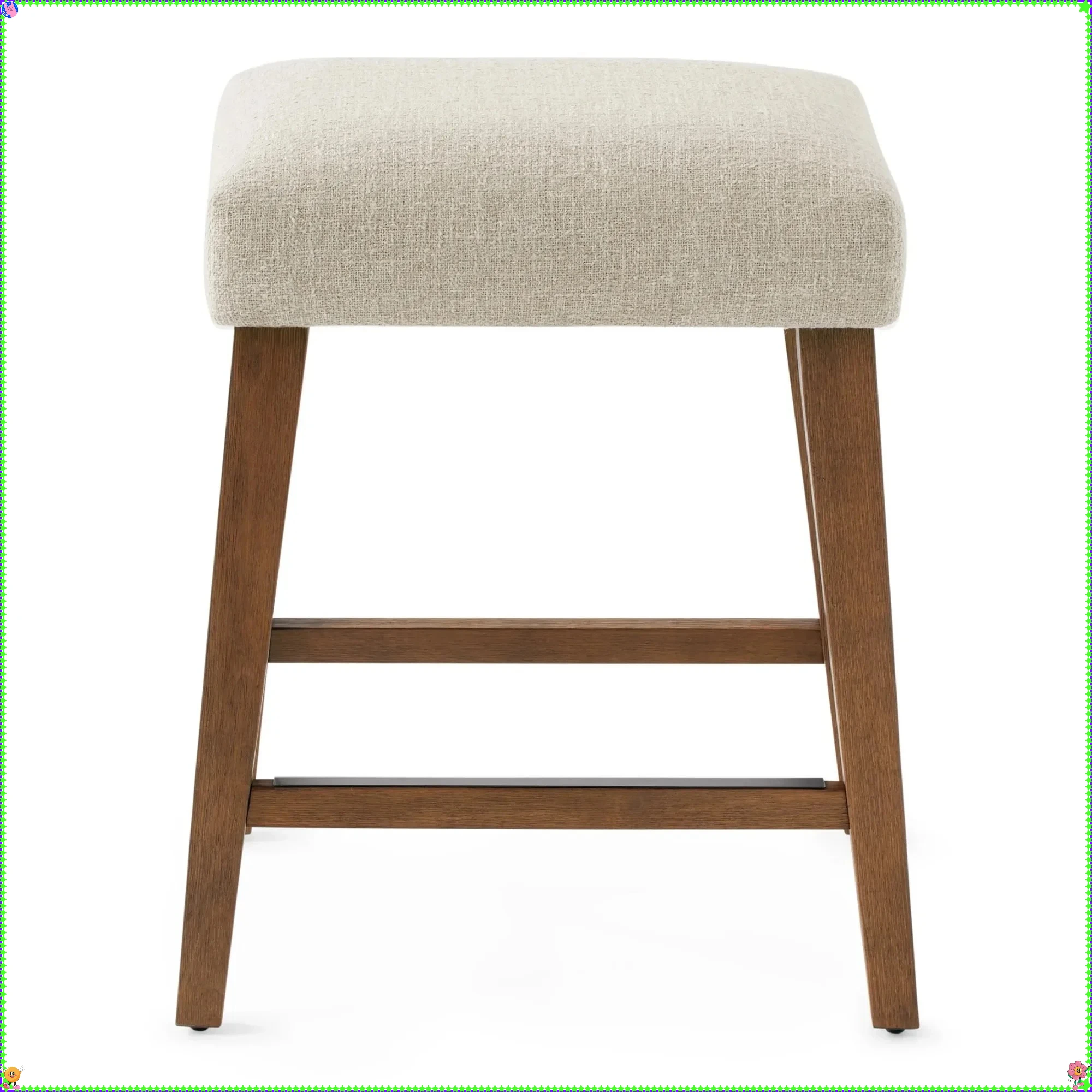 مقعد بار منجد بدون ظهر مصنوع بإطار خشبي بني قوي وأجهزة معدنية متينة #1