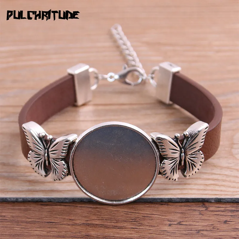1szt PU Butterfly Bracelets Base Setting Cuff Blank Tace Brazel Fit 25mm Glass Cameo Dome Cabochon DIY Jewelry Findings P6878 — zdjęcie 6