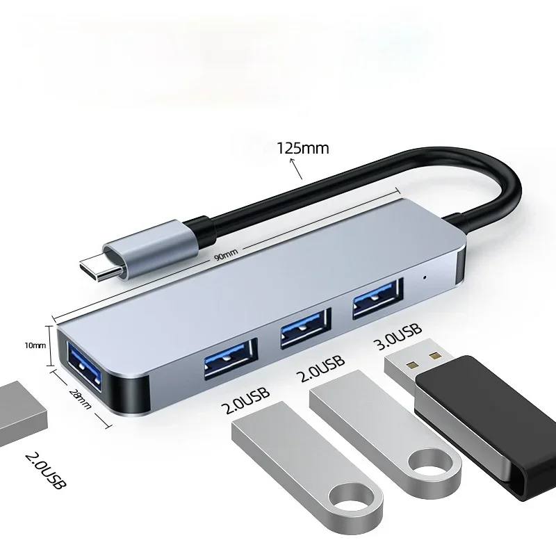 

Новый адаптер, 4 USB-порта, долговечный, легкий, 5 Гбит/с, передача постоянного тока, 5 В, 0,9 А, компактный адаптер Type-C для мобильного телефона