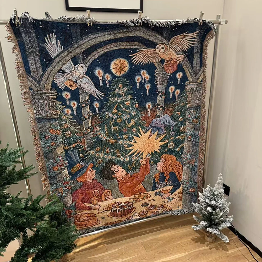 الرجعية قرية أريكة بطانية خيط القطن رمي عيد الميلاد غرفة المعيشة الترفيه غطاء أريكة الشتاء محبوك هدايا السنة الجديدة البطانيات