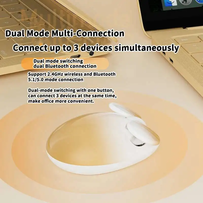 New Cute Large Ears Shape Wireless 2.4G+Bluetooth Dual-mode Mouse Optical Mute Mice For Office Laptop Desktop Computer Universal