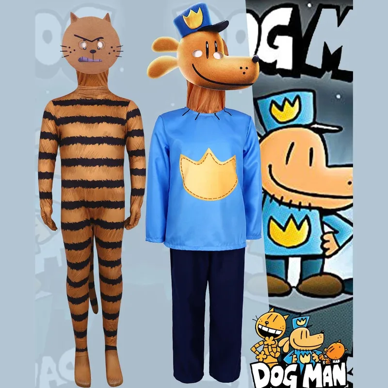 lHalloween Cosplayl Anime Dog Man Costume For Kids Dogman Pete the Cat Birthday Party Halloween Carnival Child Clothes Gift Cart