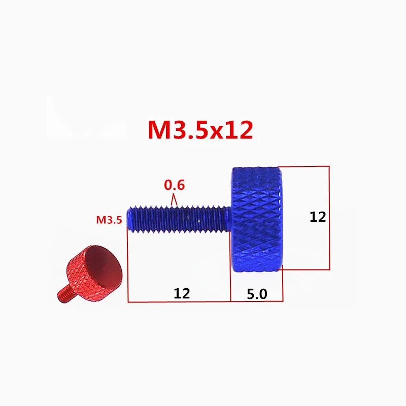 1Pcs-10Pcs M3.5x12mm/16mm /20mm/25mm Colourful Aluminum Alloy Flat Head Knurled Hand Thumb Screw Anodised For Computer Case