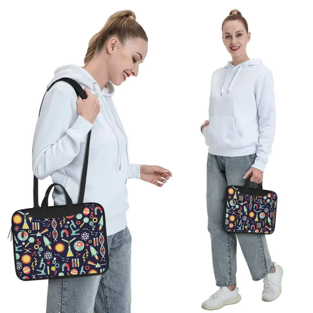 Science Studies Crossbody Laptop Bag Case Computer Bag 13 14 15.6 Inch Notebook Pouch for Macbook Pro Lenovo