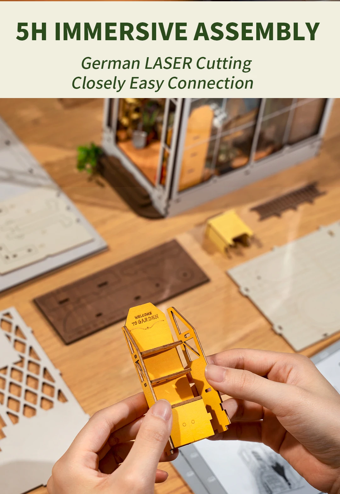 Robotime Rolife Garden House Book Nook Kit Easy Assembly Bookshelf Insert Ideal Home Decor Toy Gift for Kids Women & Girls TGB06