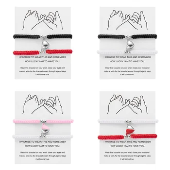 2Pcs/Set Romantic Heart Magnetic Attract Couple Bracelet For Women Men Fashion Braided…
