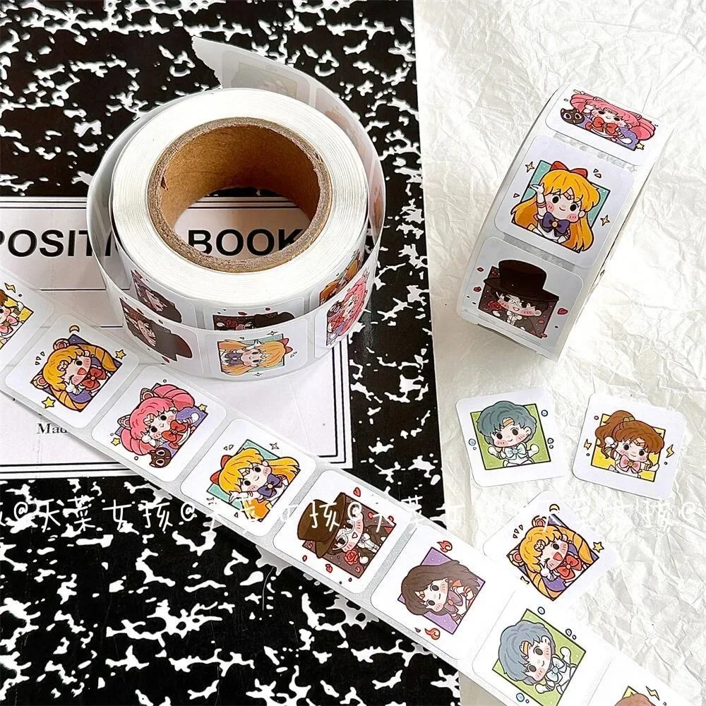 Sailor Moon Cute Sticker Rolls Anime Cartoon Material Envelope Seal Decals Decoration Stationery Supplies Girls Birthday Gifts