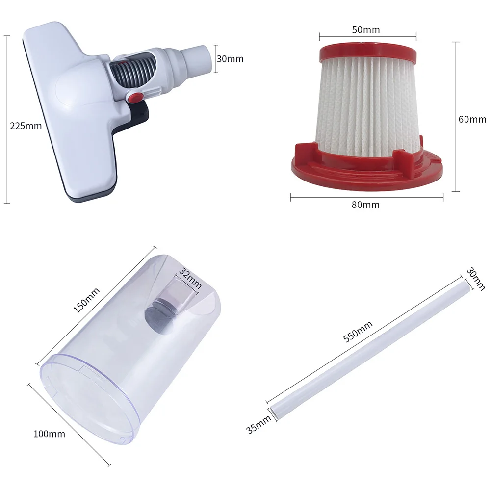 Aspirador de pó copo filtro elemento haste longa kit escova à terra para vc333 pequena grande sucção handheld aspirador parte
