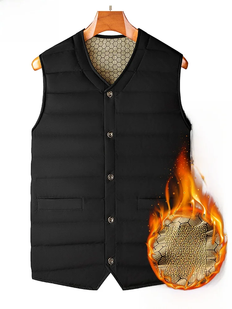 

Мужской пуховый хлопковый жилет, теплая зимняя верхняя одежда, внутренняя одежда для папы Sle, модная городская подставка, подходит для Thiened V-Ne на одной пуговице