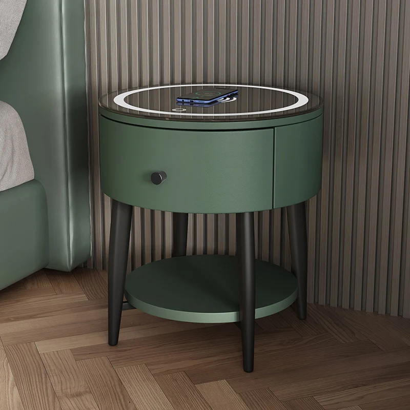 

Round High Nightstand Nordic Charging Station Drawer Organizer Nightstand Luxury Modern Armarios De Dormitorio Home Furniture