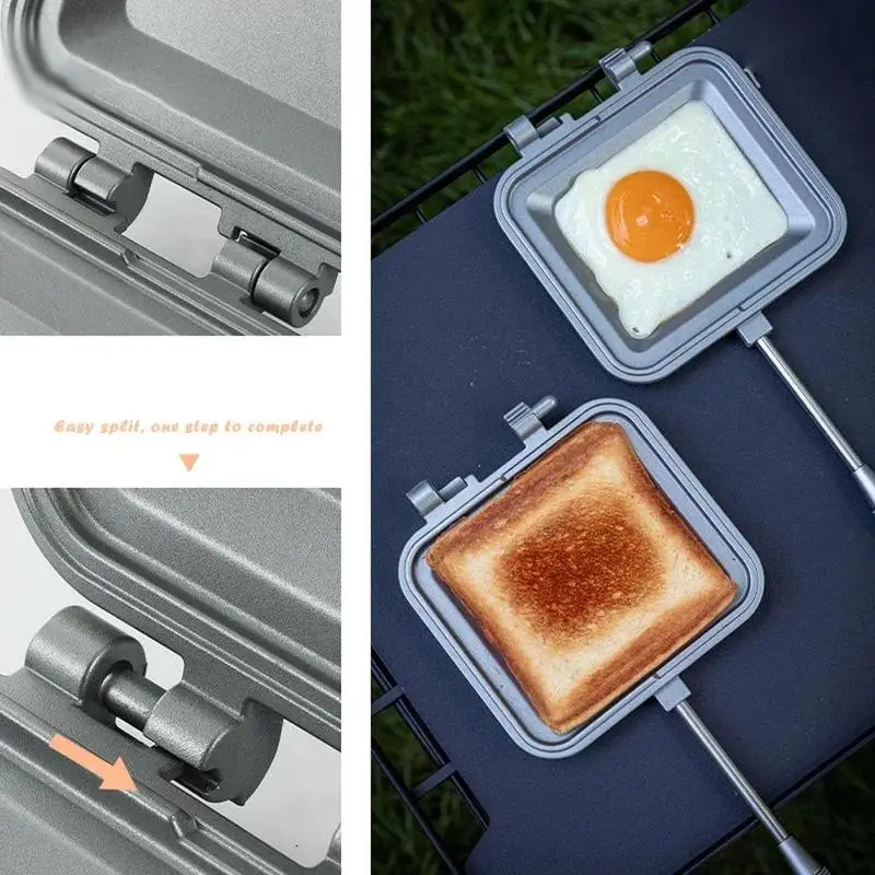 Multifunctional Tray Outdoor Camping Picnic Breakfast Clamp Sandwich Baking Pan Dual-Sides Sandwich Baking Machine