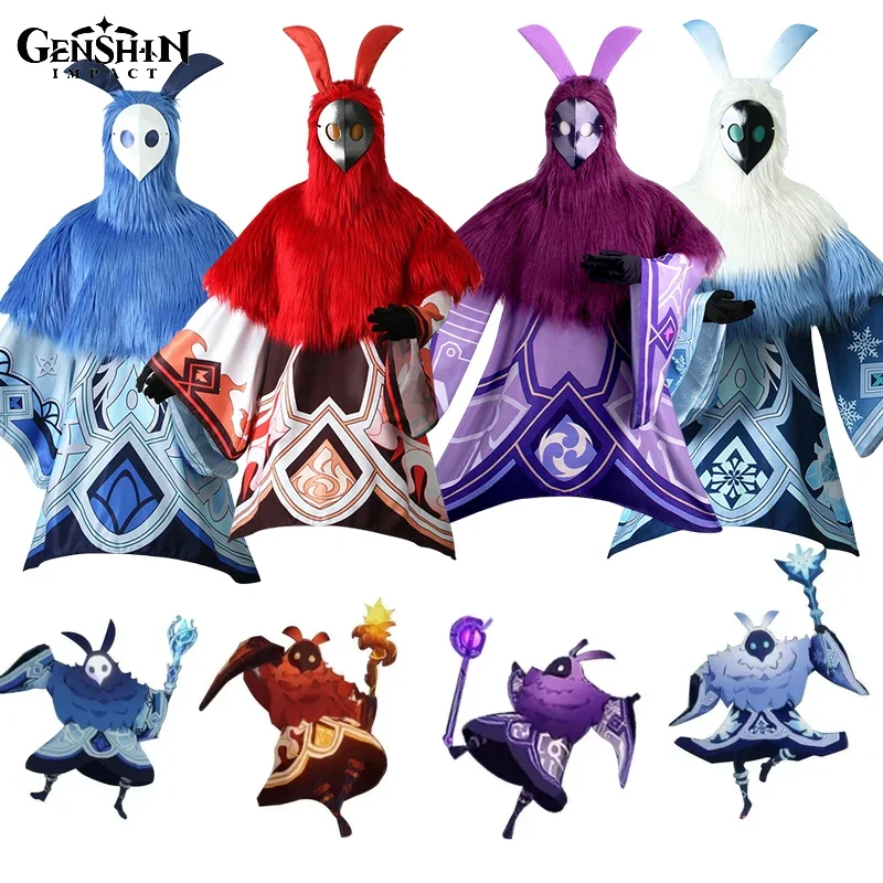 Game Genshin Impact Fire Water Ice Thunder Attribute Abyss Mage Hilichurl Cosplay Costume Mask Anime Outfits Mask for Comic Con