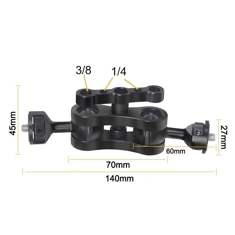 Aluminum universal magic arm with 1/4 screw and ball head, compatible with small gear and other camera accessories