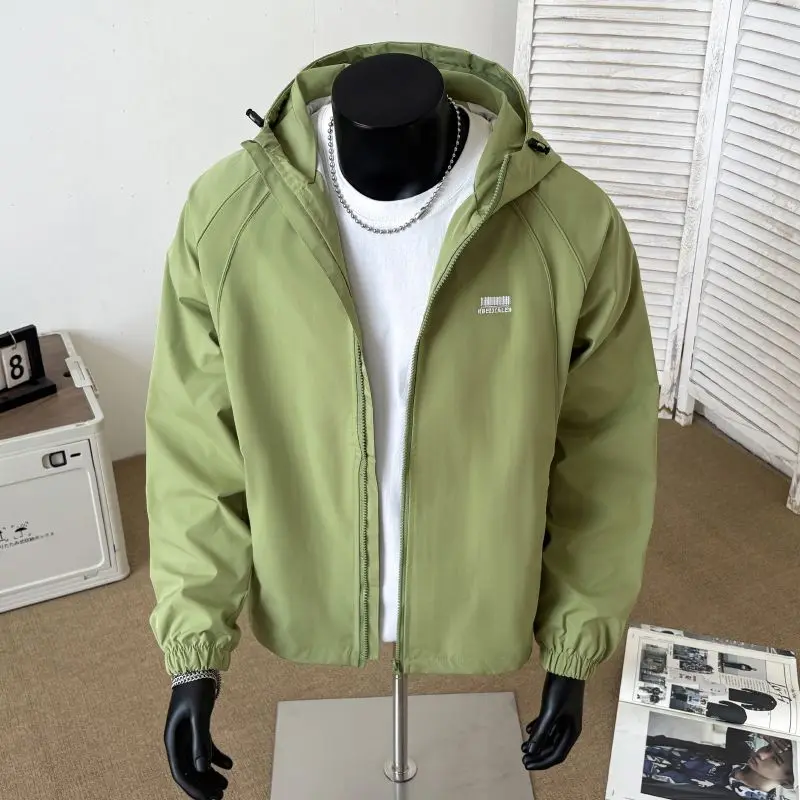 

Men's Casual Hooded Jaet Spring Autumn Faionable Loose American Sle Windproof Cosite Fabric Stand Fit Jaet