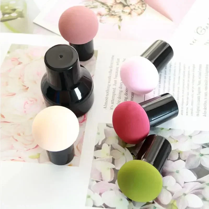 1/2pcs Mushroom Head Powder Puff With Protective Cap Wet Dry Cosmetic Puff Air Cushion Sponge Makeup Egg Foundation Makeup Tools