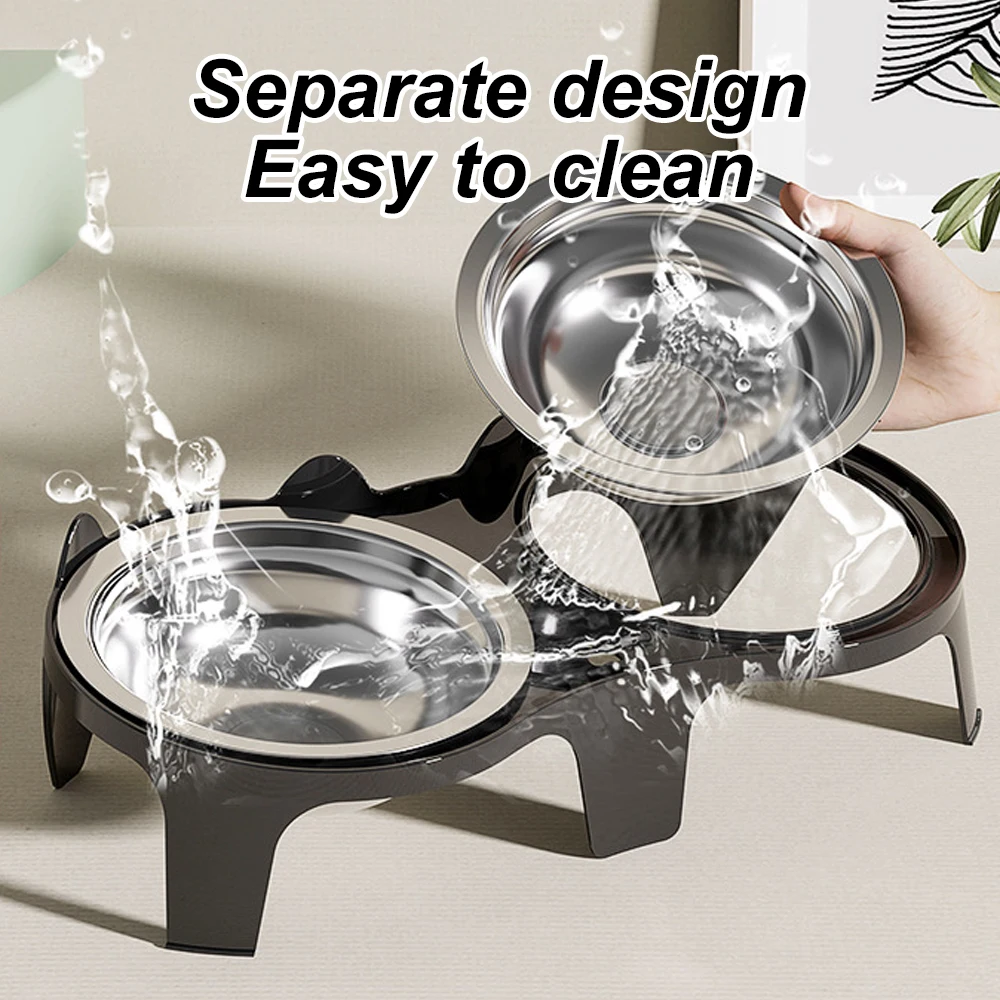 1PC Stainless Steel Cat Food & Water Bowl with Anti-Tip Design Large Capacity Easy-Eat Design for Pet Dog Cat  Feeding Food Bowl