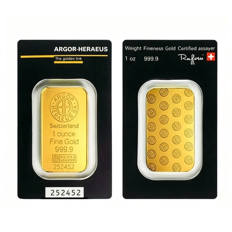 Nichtmagnetischer Argor Heraeus Goldbarren 1 Unze 24k vergoldetes Messing Goldbarren Kunsthandwerk Geschenke für Sammler – Detail 5