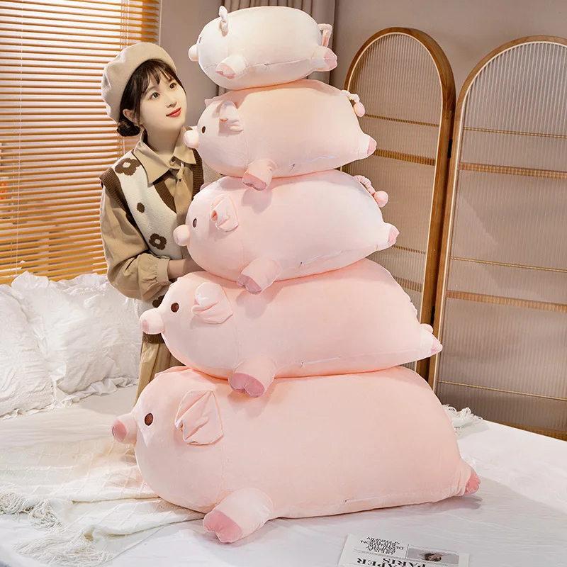 40-80 cm rosa caldo maialino occhi aperti peluche peluche maialino bambola morbida cuscino per dormire arredamento della camera carino regalo di compleanno per il capretto
