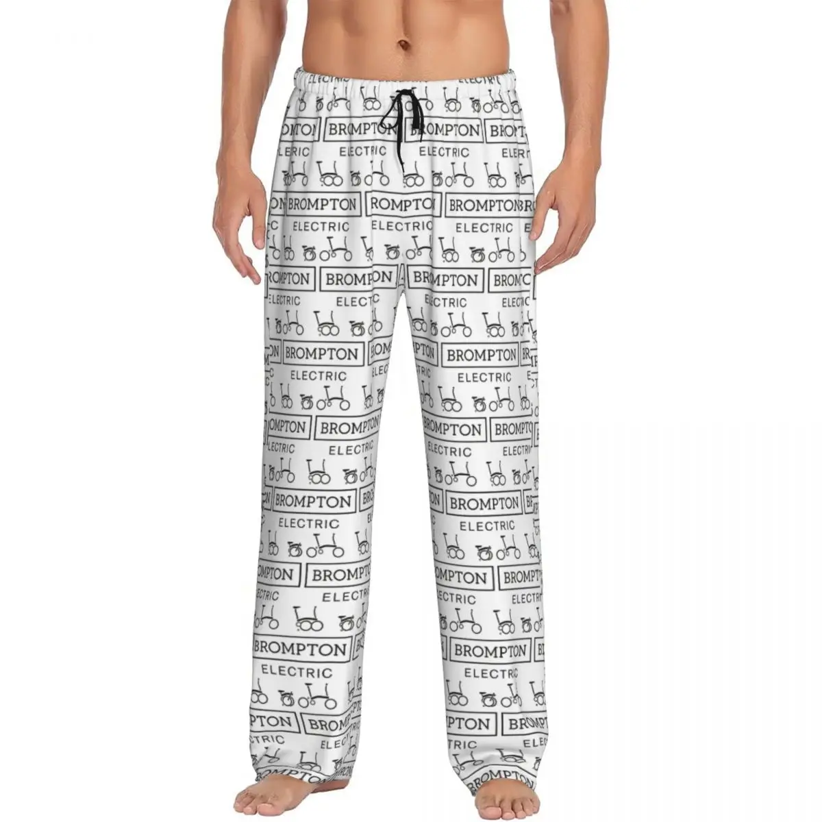 Pantalones de pijama con estampado personalizado para hombre, ropa de dormir con logotipo de bicicleta plegable, pantalones de dormir, pantalones de salón con bolsillos