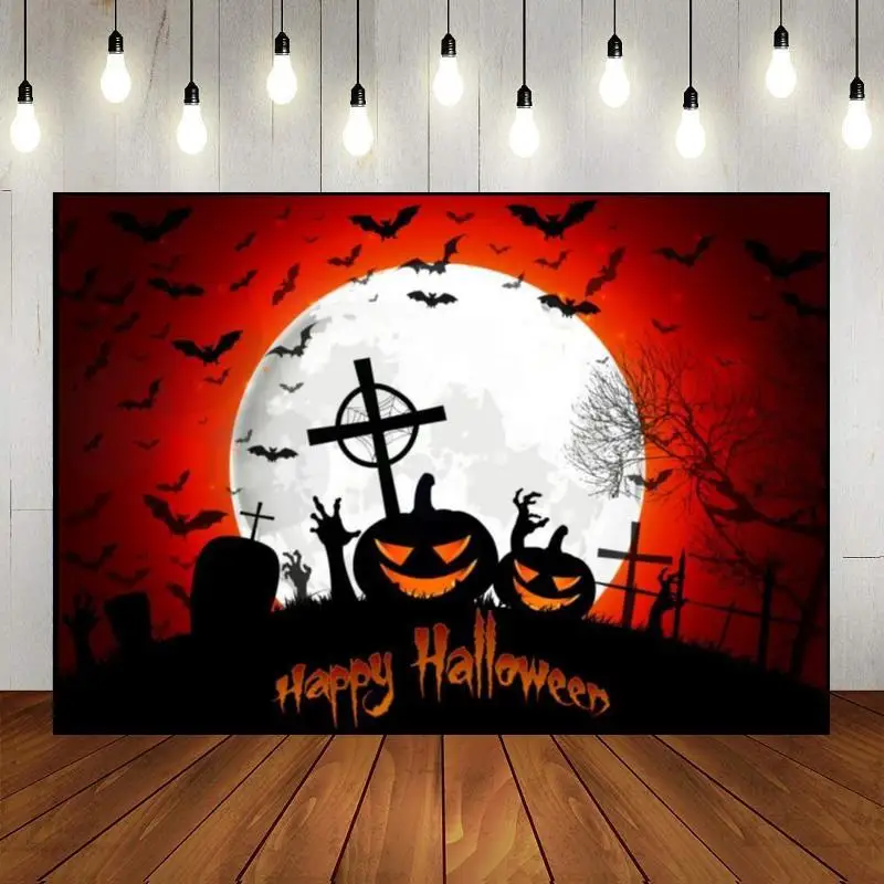 Halloween Decoration Background Photography Backdrops Clown Castle Photo Trick or Treat Custom Birthday Backdrop Rustic Wood Old