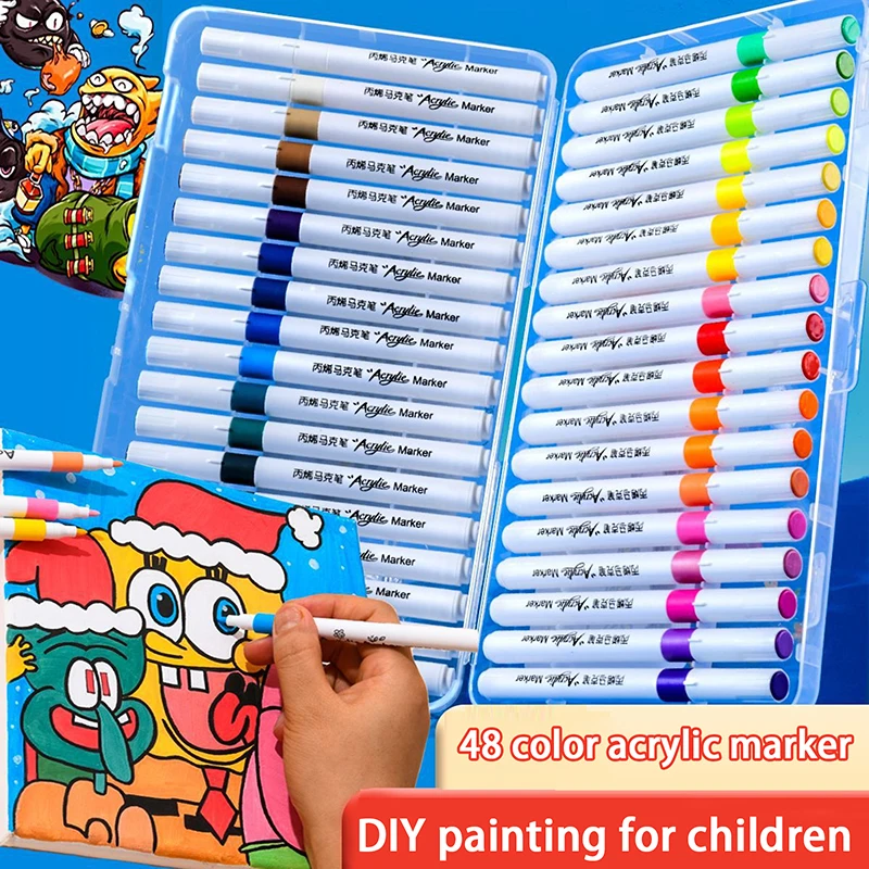 12/24/36/48PCS Acrylic Marker Pen Set For Children Beginners Diy Hand-painted Art Graffiti Hand Account Marker Art Special Pen