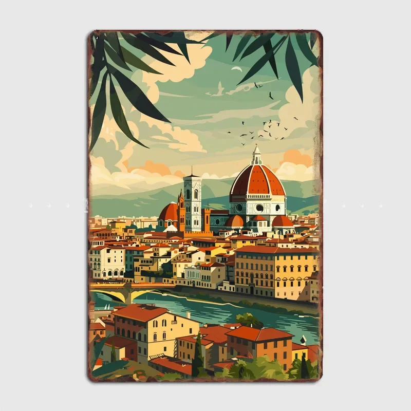 Florence Italy Scenery Travel Scenic Spot Poster Metal Plaques Tin Sign Home Decor Room Decoration Kitchen Wall Decor