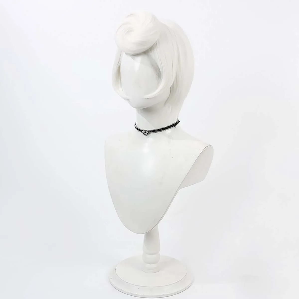 게임 Hazbin Rosie 코스프레 짧은 흰색 내열성 합성 머리 가발