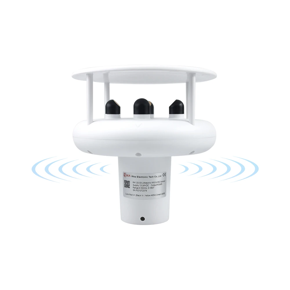 Rika RK120-03 Meteorological Mini Monitor Compact Rs485 Weather Station Ultrasonic Anemometer with Wind Speed Direction Sensor A