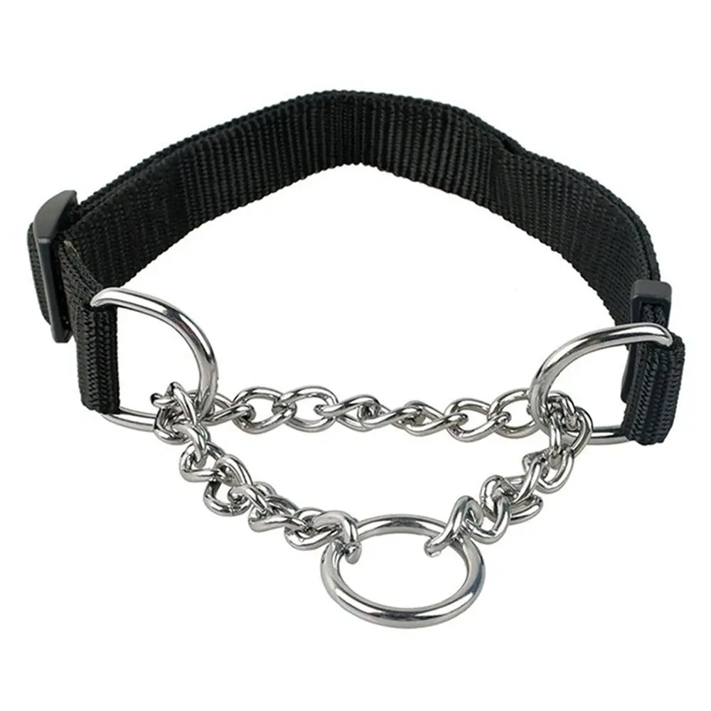 Pet Collar Half Check Choke Nylon Necklace Porable Outdoor Cat Dog Training Chain Animal Accessories