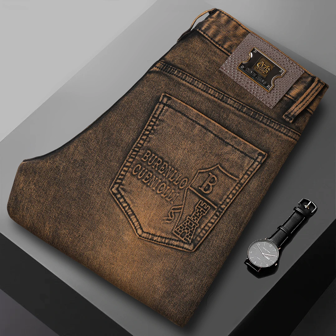 

Мужские джинсы класса люкс, весенние, с низкой посадкой, на шнурке, из прочного материала, 100% устойчивые к деформации, улучшенная версия, серия