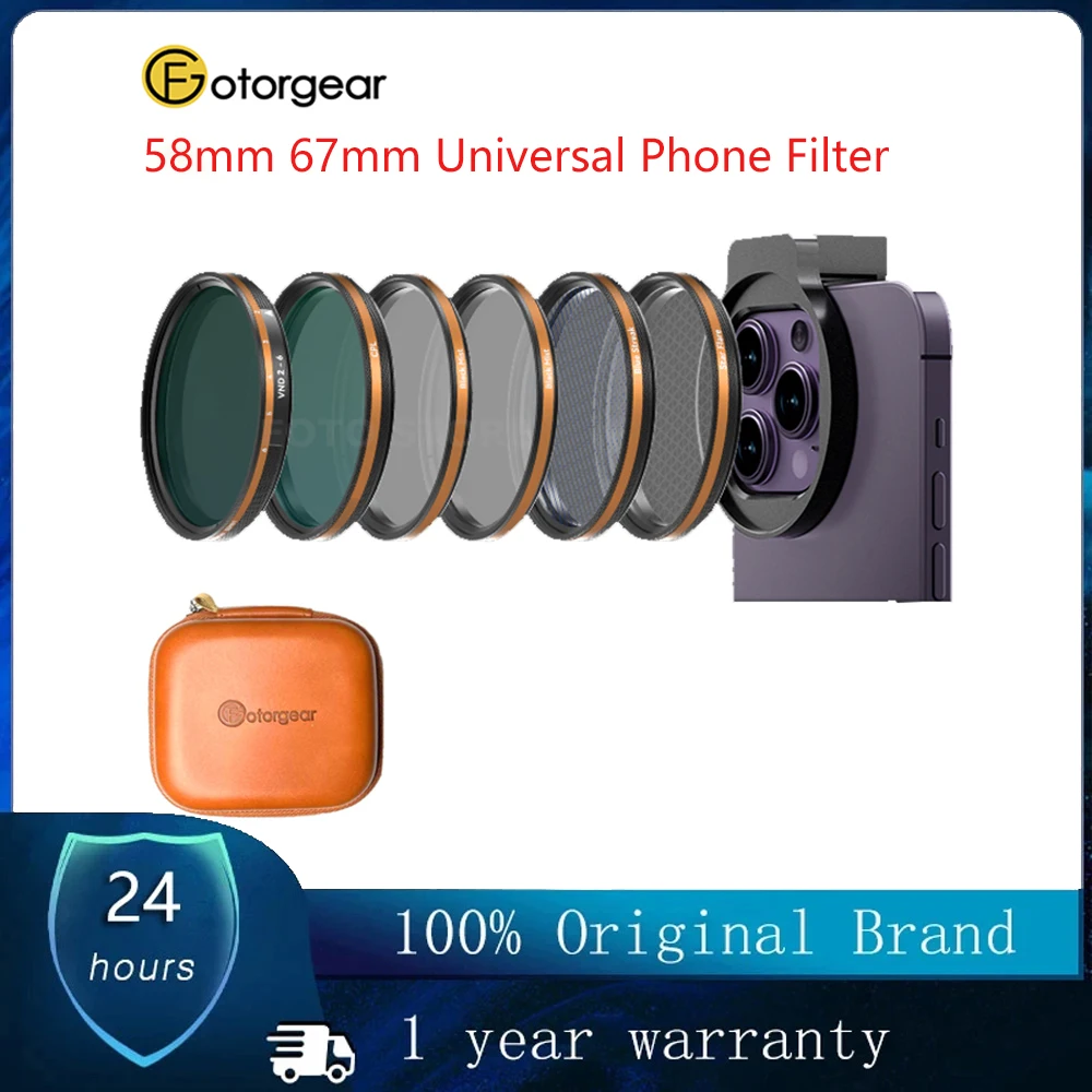 Fotorgear 58mm 67mm Universal Phone Filter Kits CPL Star Variable ND Filter for smartphones/iPhone 13 14 Pro Max/Huawei/Xiaomi