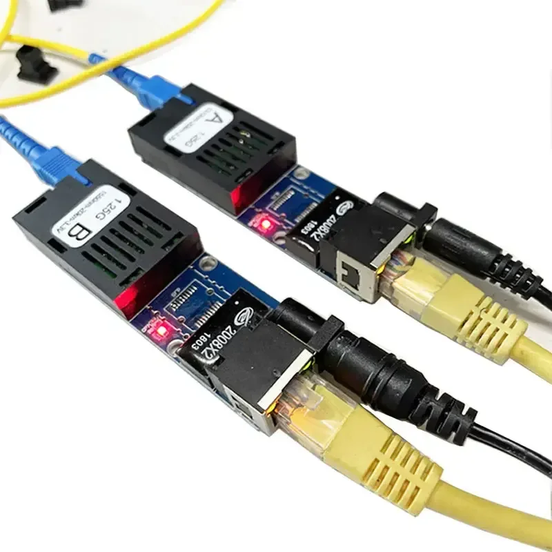 Supper mini FTTH 1 Pair Gigabit Fiber Optical Media Converter 10/100/1000Mbps Single Mode Single Fiber SC Port 20KM PCBA