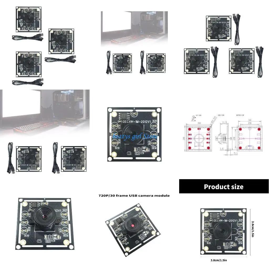 

C7AB 3PCS OV9732 USB Camera Module 1MP HD720P 100 Degree Lens for Face Recognition