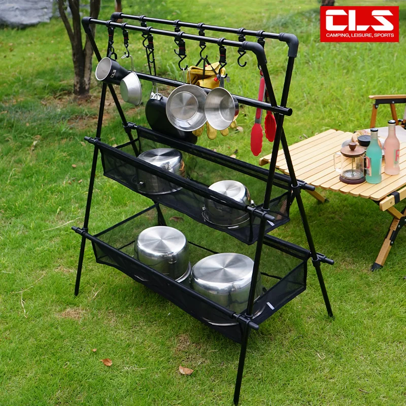 NOBANA Newest Outdoor Multifunctional Single and Double Layer Storage Rack Camping and Drying Stand Storage and Storage Rack