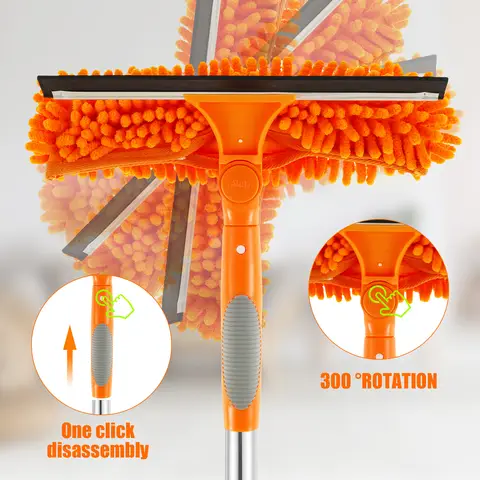 Utdragbar fönsterputsverktygssats 180° roterbar fönstermopp med långt skaft Hushållsskrapa Torkardammsugare Borste Nytt 10 best sales teleskopisk fönsterputsare - №7