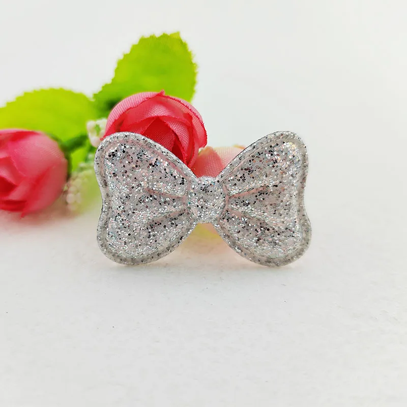 100 Stück Glitzer-Stoff-Schleifenapplikationen 4x2,5 cm für DIY-Nähprojekte, Kopfbedeckungen, Haarspangen, Schleifendekorationen, Aufnäher für Kleidung und Hüte – Detail 10