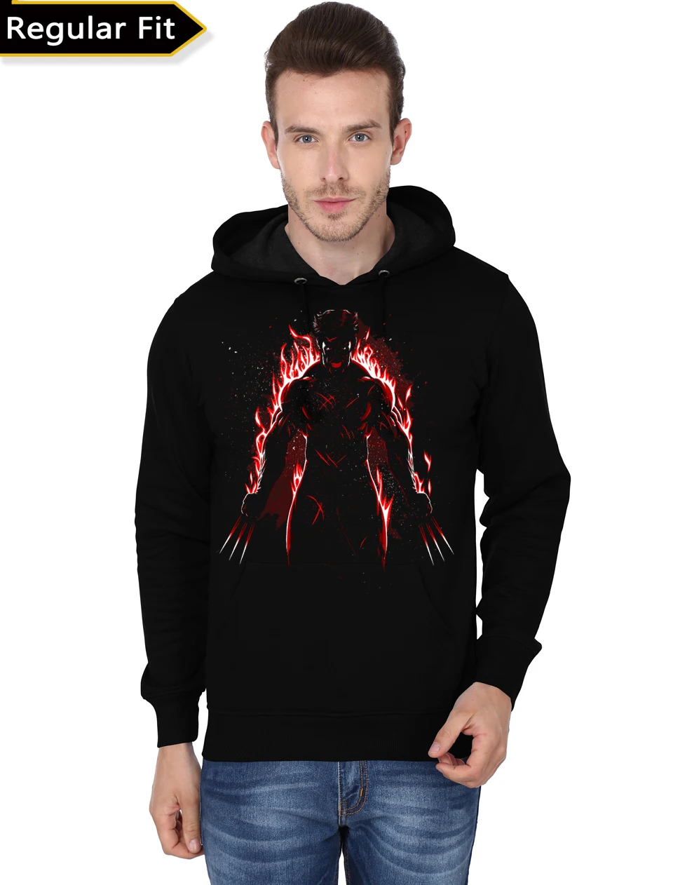 بلوفر Marvel Wolverine بغطاء للرأس للرجال X-Men مطبوع عليه مخلب أسود من القطن ملابس غير رسمية مريحة مناسبة للبطل الخارق جرافيك ​