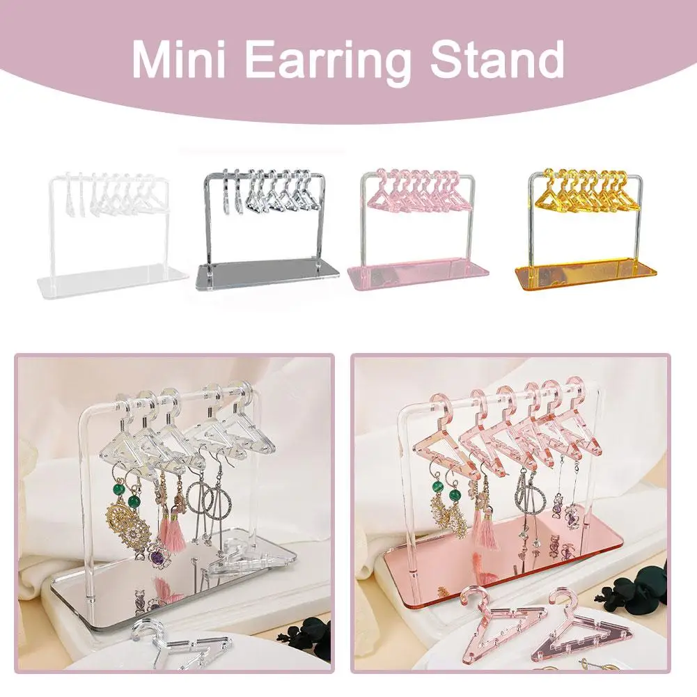 Mini Jewelry Display Stand Creative Acrylic Ear Studs Organizer Simple Elegance Mini Coat Hanger Rack For Home Shop Counter I9U1