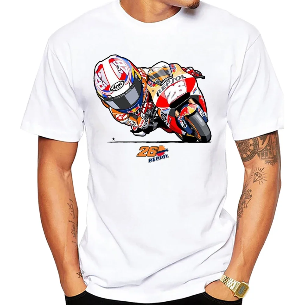 Dani Pedrosa 26 GP Race Legend Riding T-Shirt New Men Short Sleeve Hip Hop Boy Casual White Tops Motorcycle Sport Rider Tees